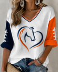 Women'S Football Print Waffle  Top