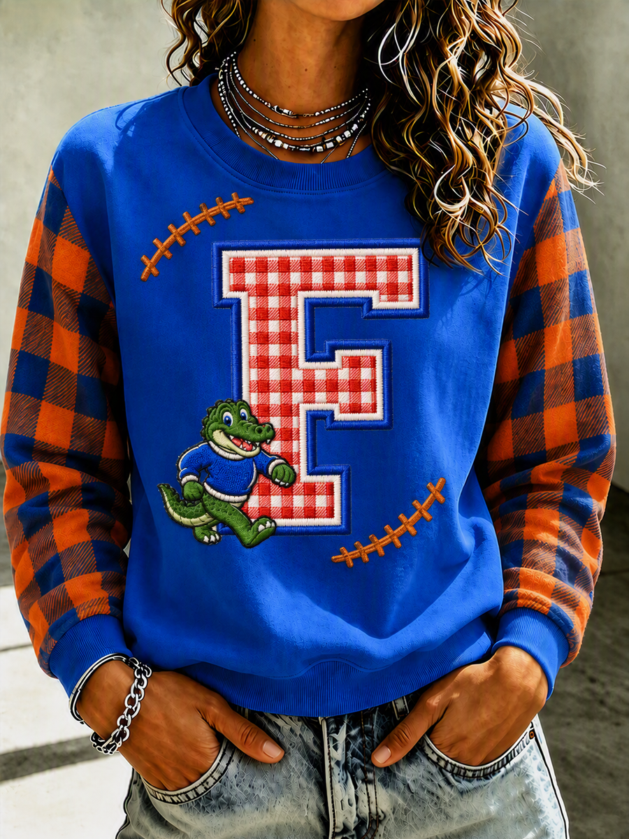Ladies' Football Printed Round Neck T-Shirt