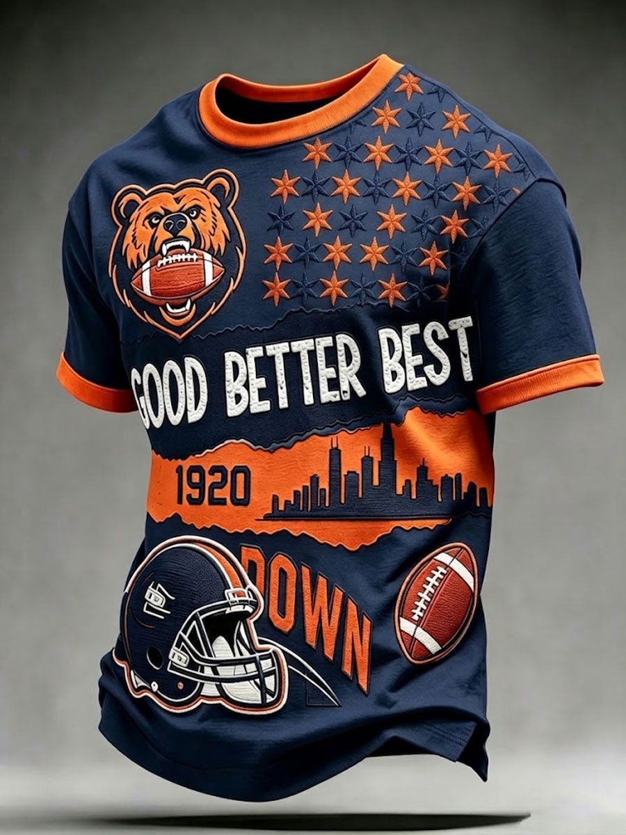 Men'S Football Fan Print Casual T-Shirt