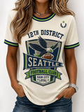 Women's Football Printed Vintage Fashion Print T-shirt