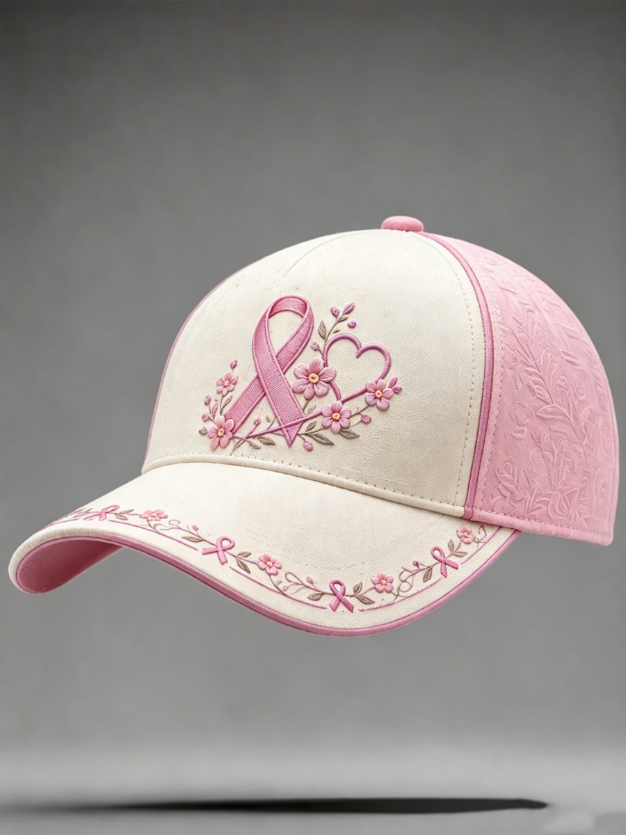 Neutral Cancer Breast Ribbon Printed Casual Hat