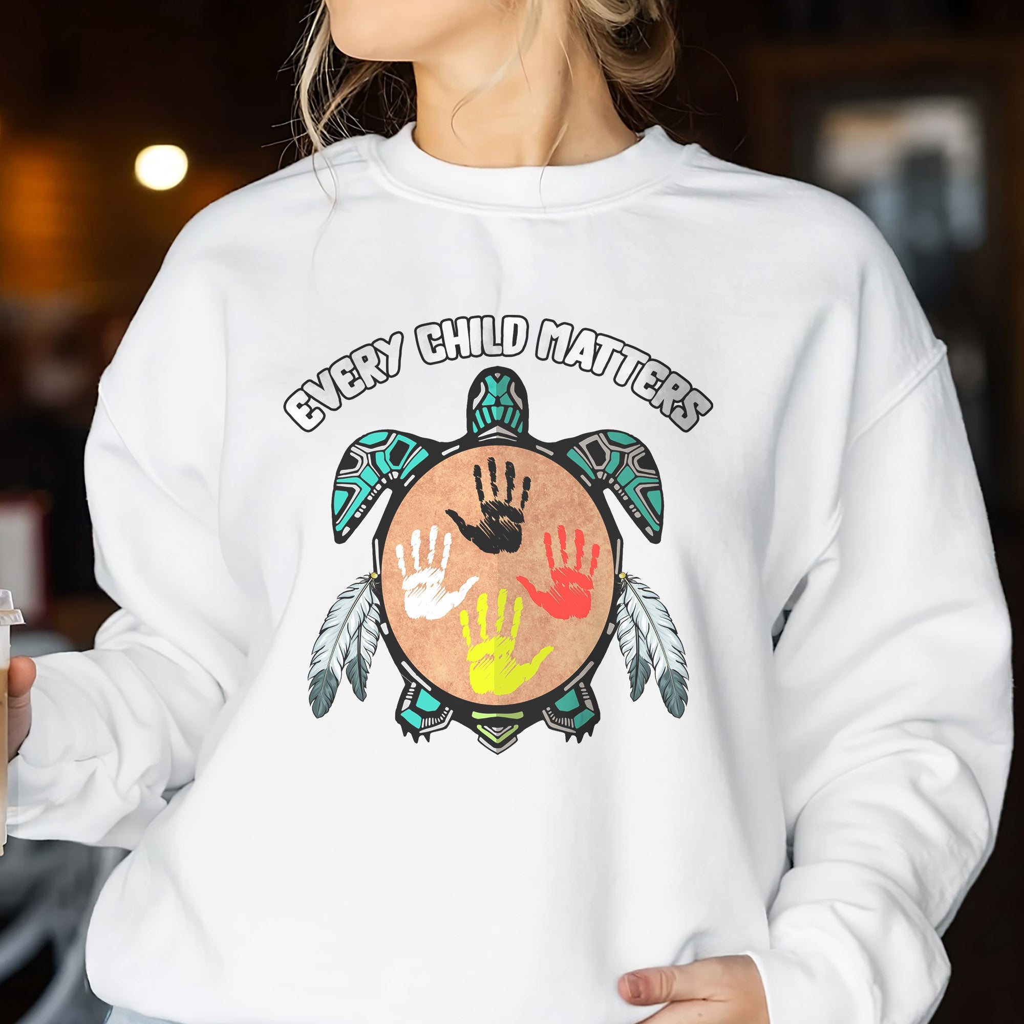 Feather Hand Color On Turtle For Orange Shirt Day Unisex T-shirt/Hoodie/Sweatshirt