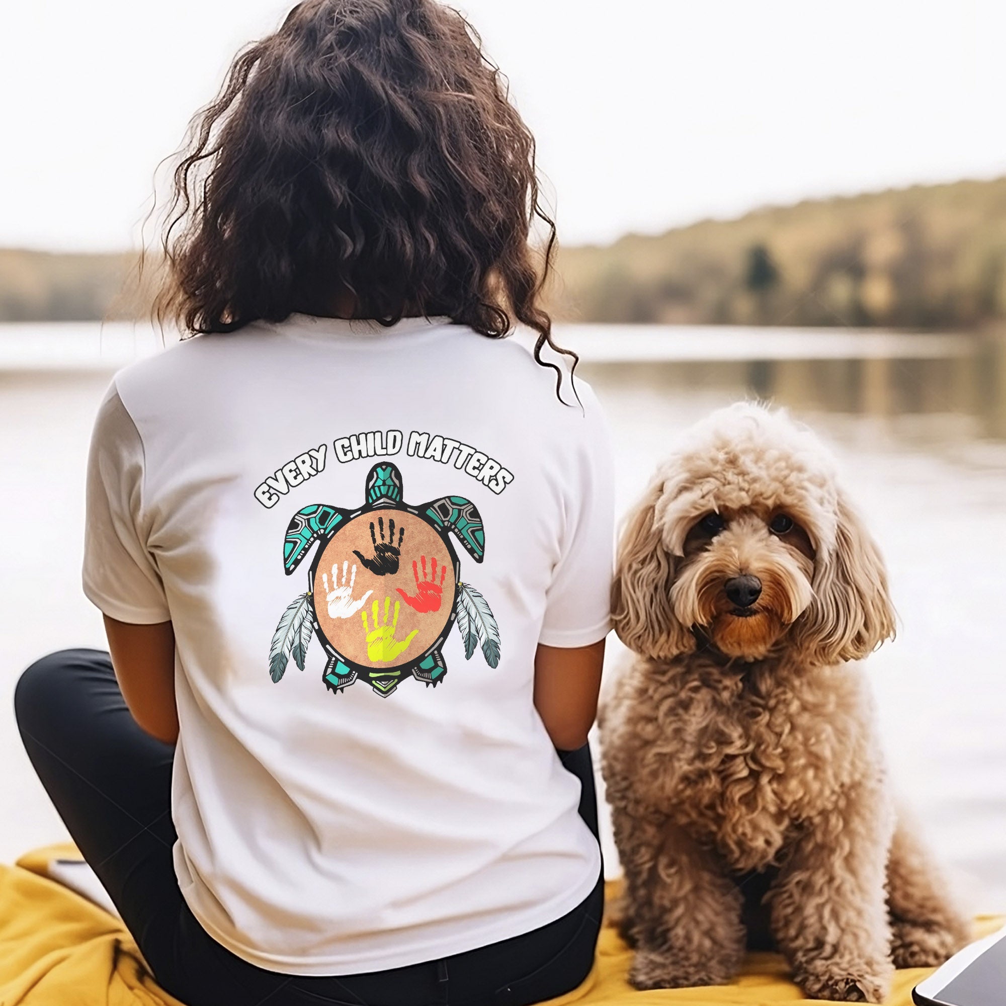 Every Child Matters Feather Hand Color On Turtle For Orange Shirt Day Unisex Back T-shirt/Hoodie/Sweatshirt