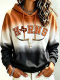 Women's Casual Vintage Team Fan Hooded Sweatshirt