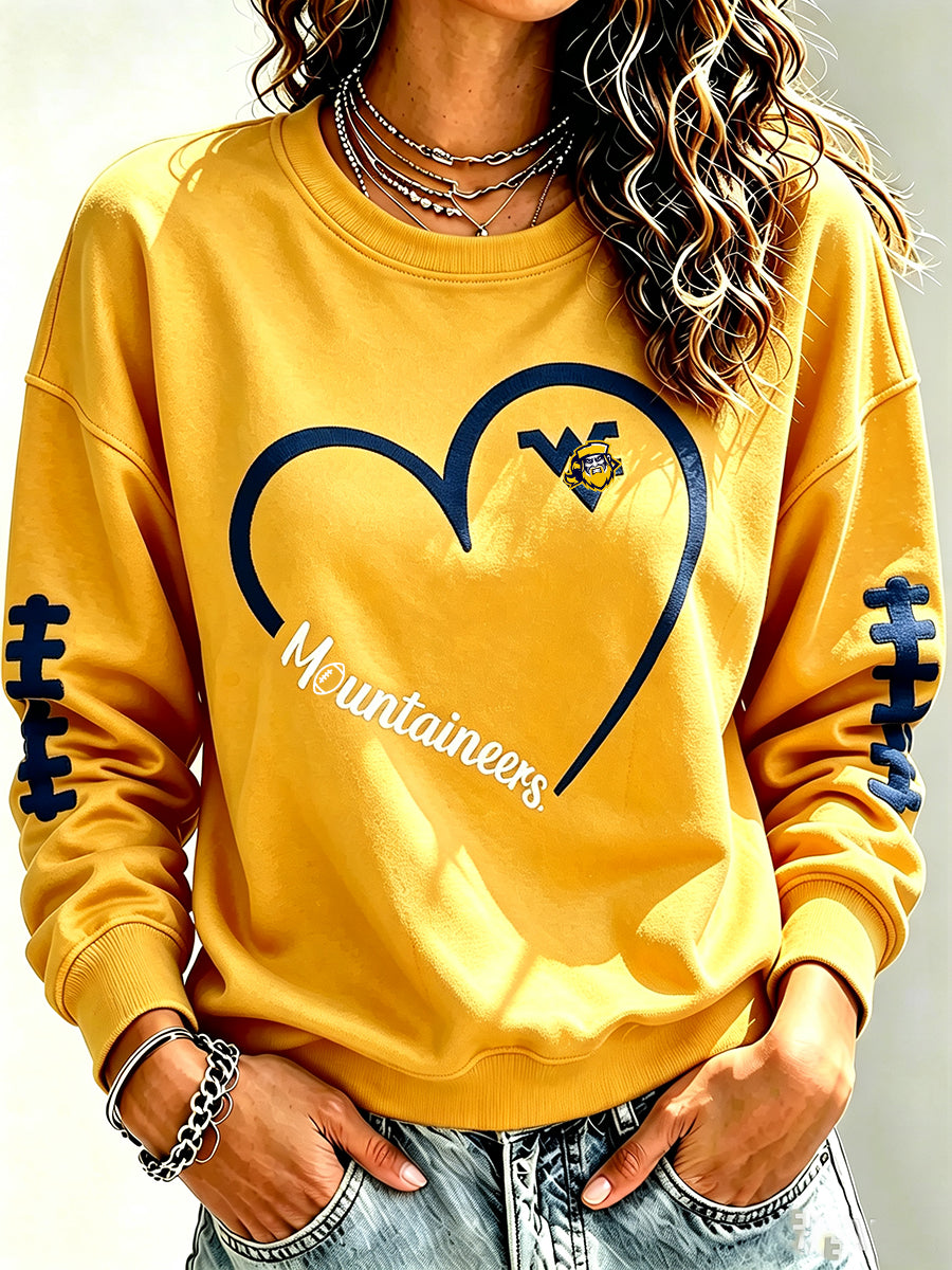 Women'S Retro Football Round Neck Sports Hoodie