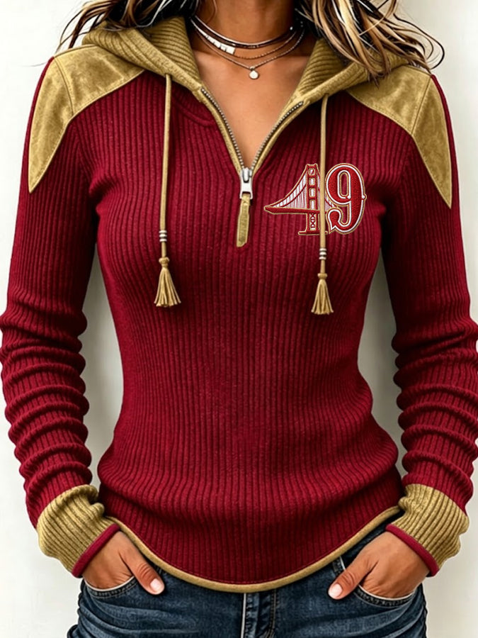 Women'S Football Fans Pit Strip Zip Up Hoodie
