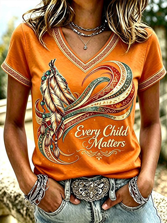 Women's  Retro Orange Shirt Day Print T-shirt
