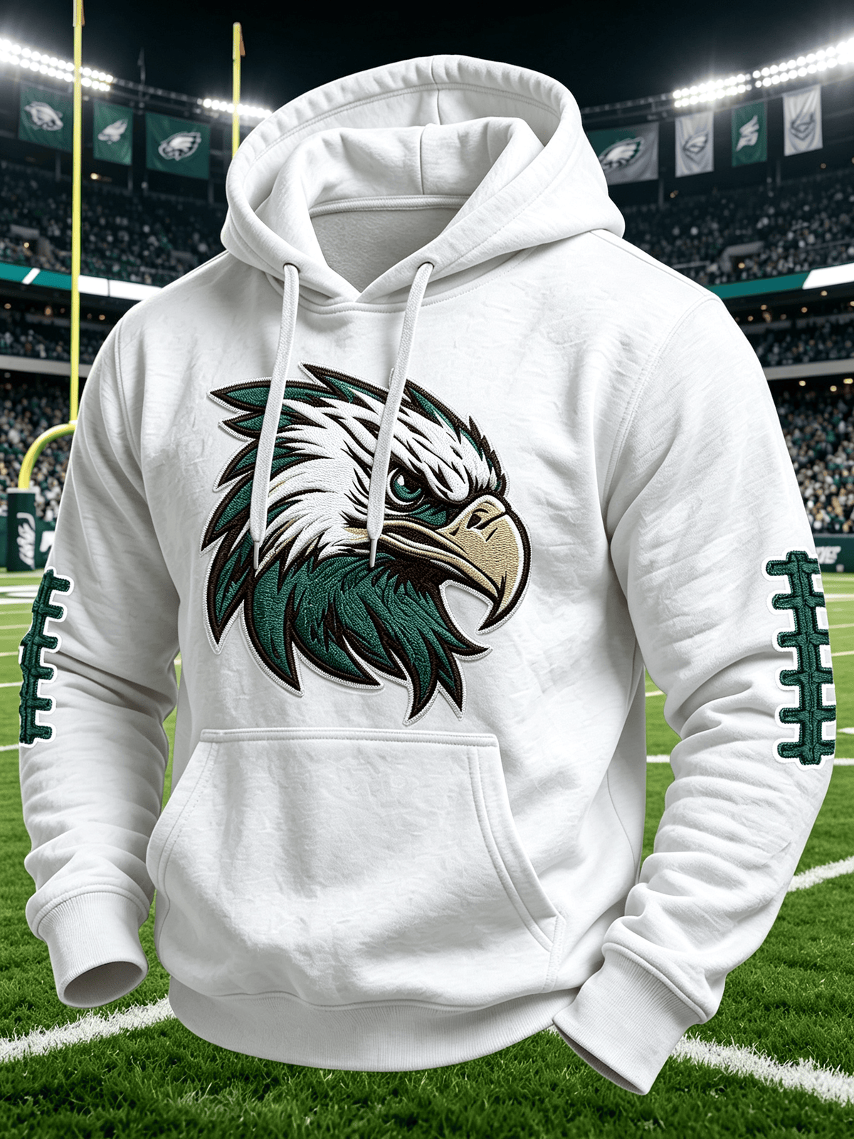 Men'S Casual Football Print Hooded Sweatshirt
