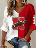 Women'S Football Print Waffle  Top
