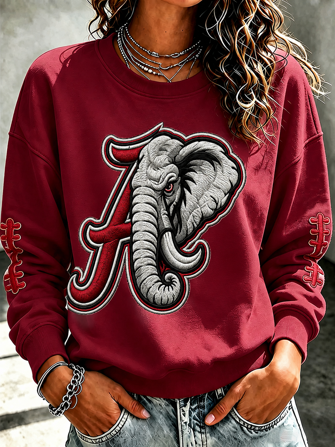 Women'S Rugby Printed Round Neck Top