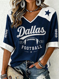 Women'S Football Print Waffle  Top