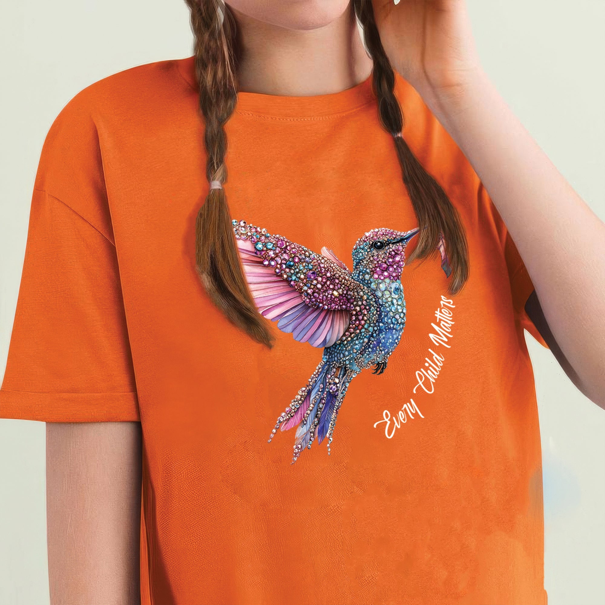 Every Child Matters Hummingbird Feathered Elegance Orange Native American Unisex T-shirt/Hoodie/Sweatshirt