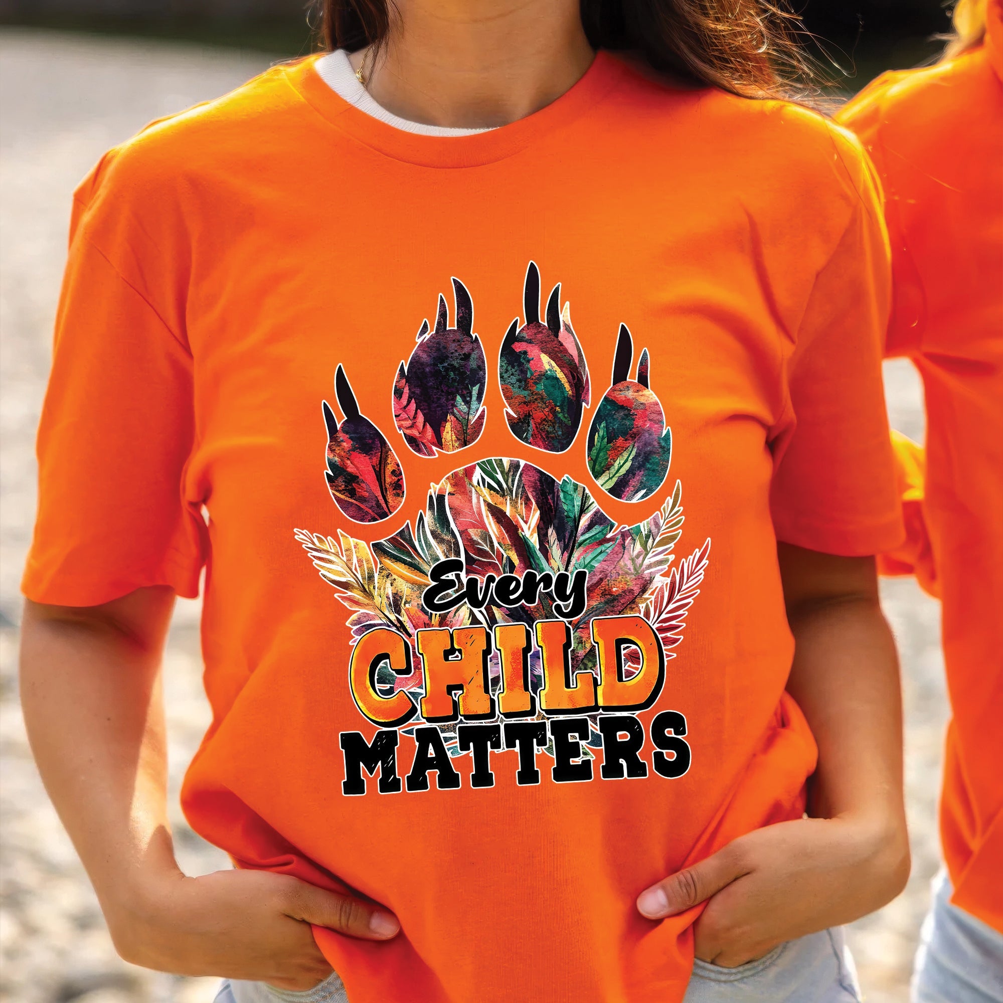 Every Child Matters Feathered Paw Print Orange Native American Unisex T-shirt/Hoodie/Sweatshirt