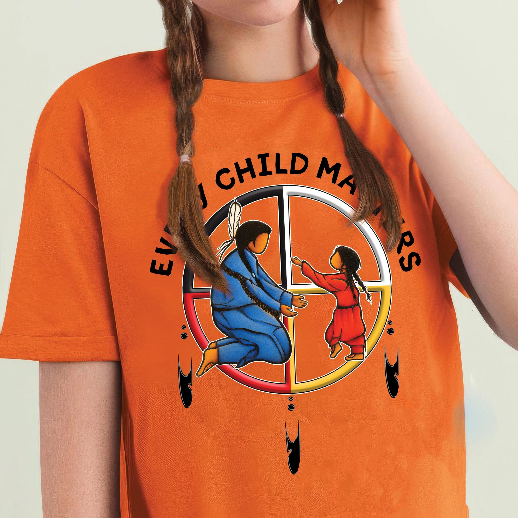 Every Child Matters Orange Shirt Day – Native Inspired Mother & Child Indigenous Awareness Unisex T-shirt/Hoodie/Sweatshirt