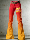 Women's Football Printed Denim Pants