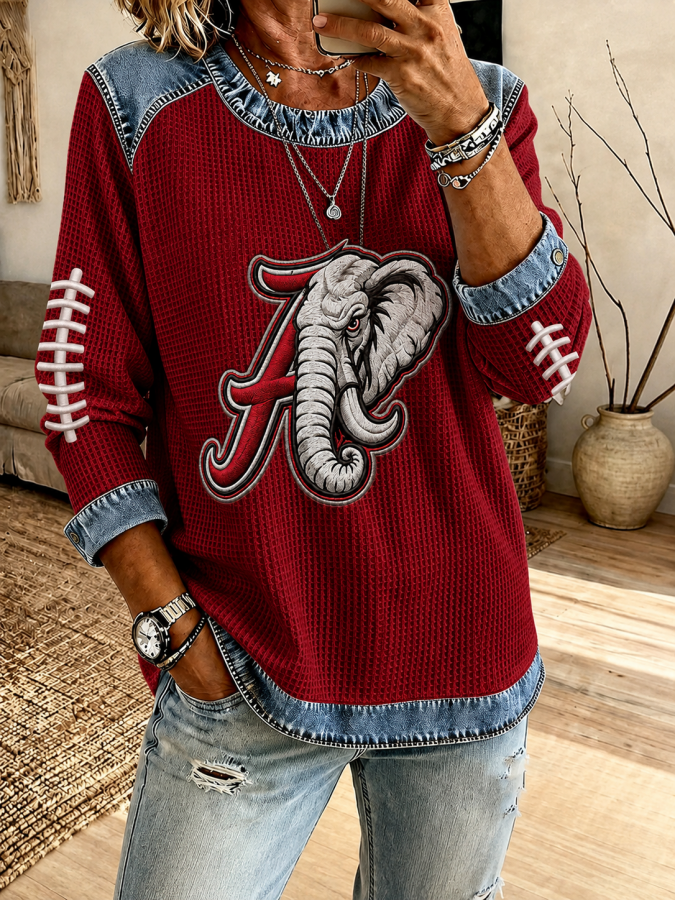 Women'S Football Printed Casual Long Sleeve Top