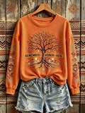 Women'S Orange Shirt With Sun Print Sweatshirt