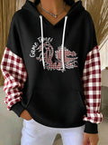 Women'S Football Print Hooded Sweatshirt