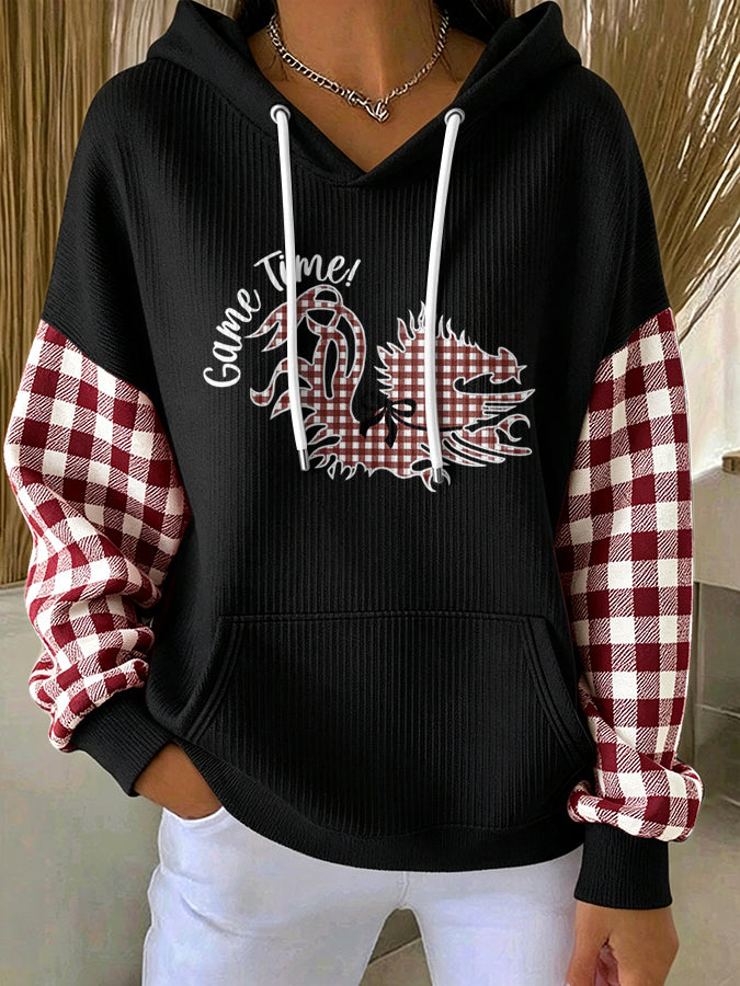 Women'S Football Print Hooded Sweatshirt