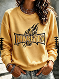 Women'S Retro Football Print Round Neck Sports Shirt