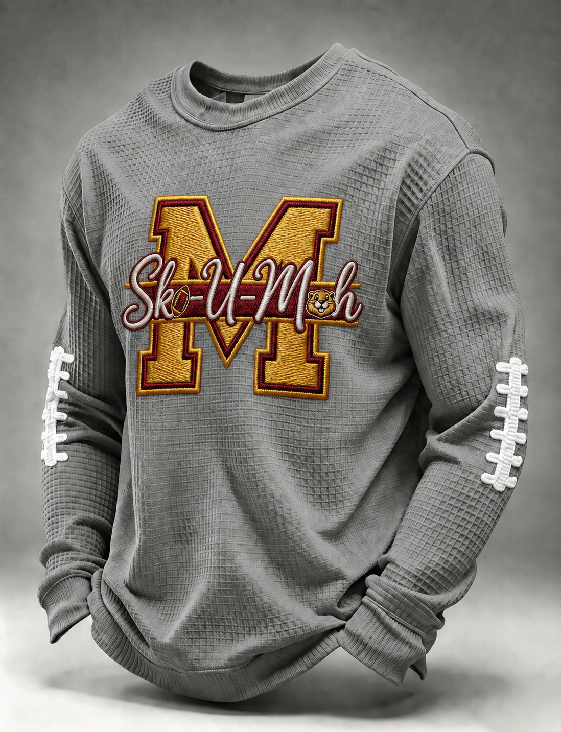 Men'S Football Printed Waffle Sweatshirt