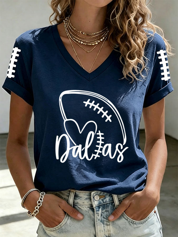 Women's Football Printed Casual T-shirt