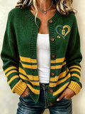 Women's Football Fans Printed Knitted Cardigan Top