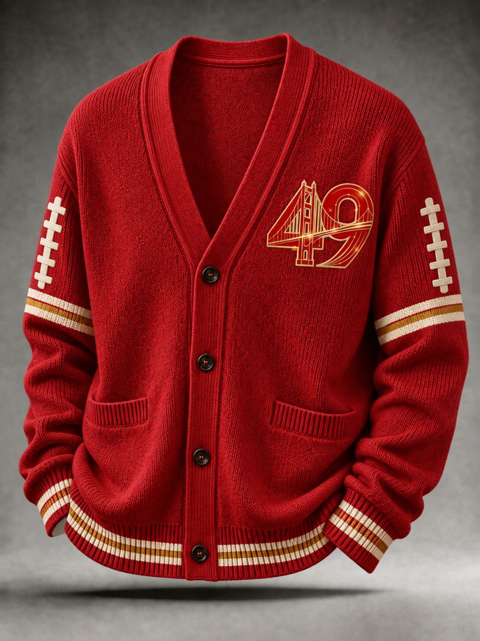 Men'S Sports Football Long Sleeved Cardigan
