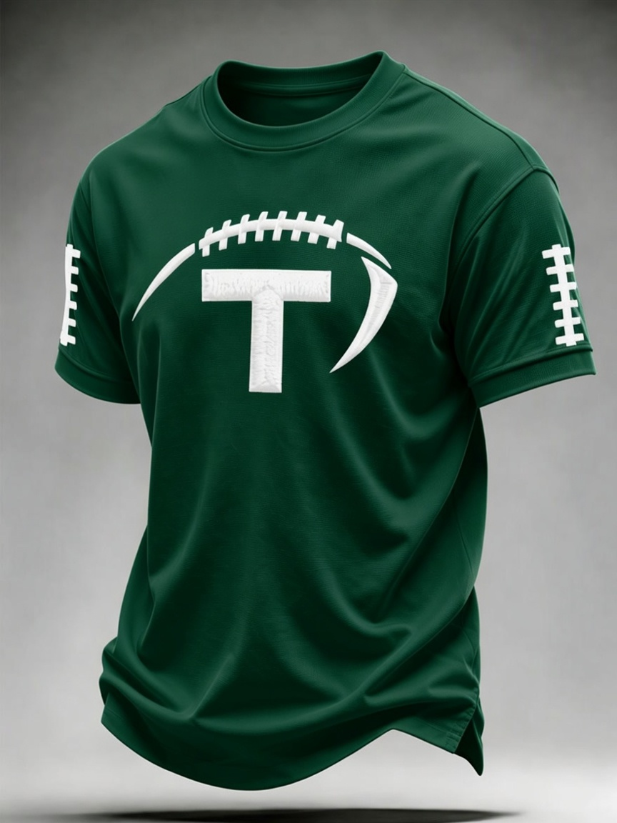 Men'S Football Printed Round Neck T-Shirt