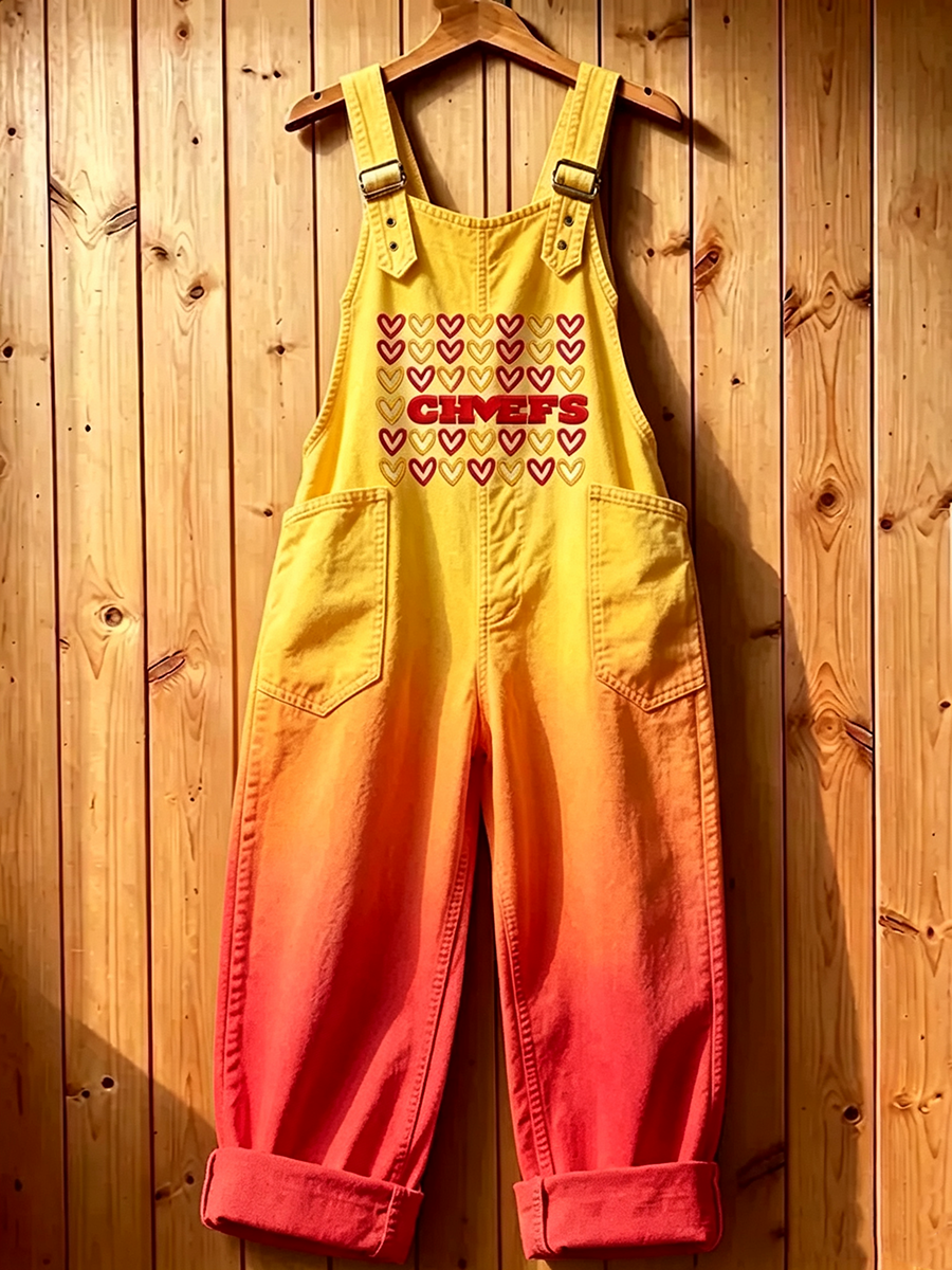 Women's Football Fans Print Patchwork Jumpsuit