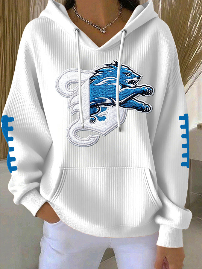 Women'S Football Print Hooded Sweatshirt
