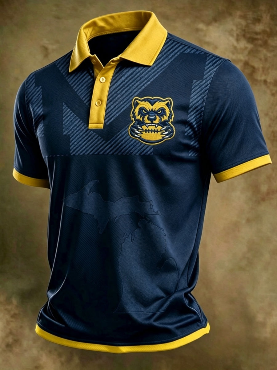 Men'S Football Pattern Retro Polo Shirt