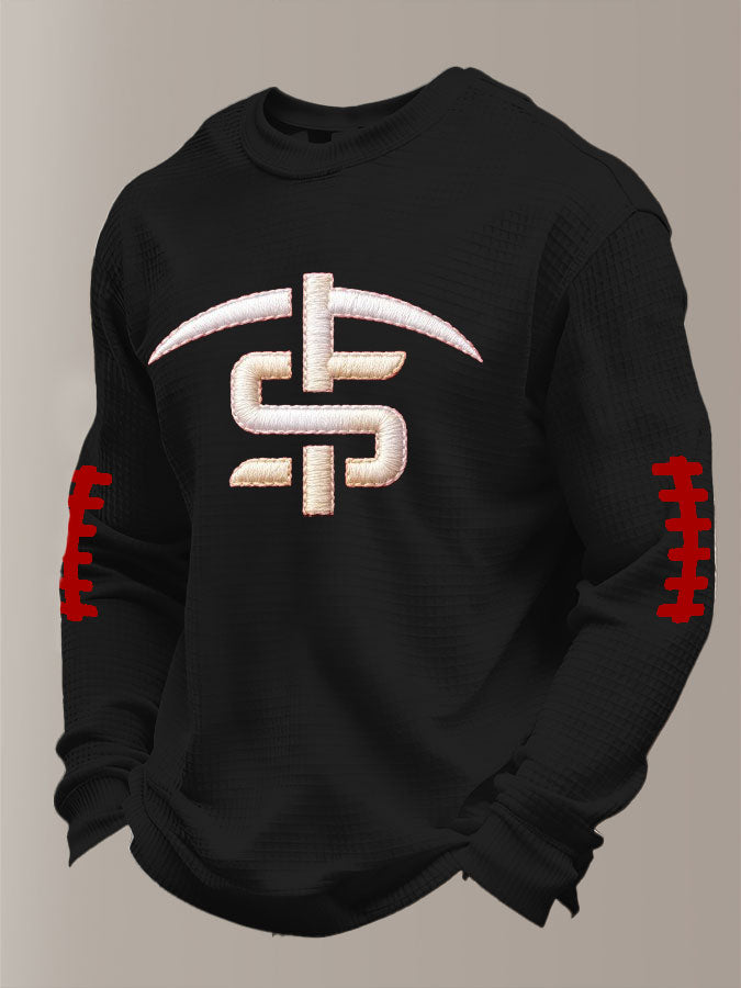Men'S Football Printed Waffle Sweatshirt