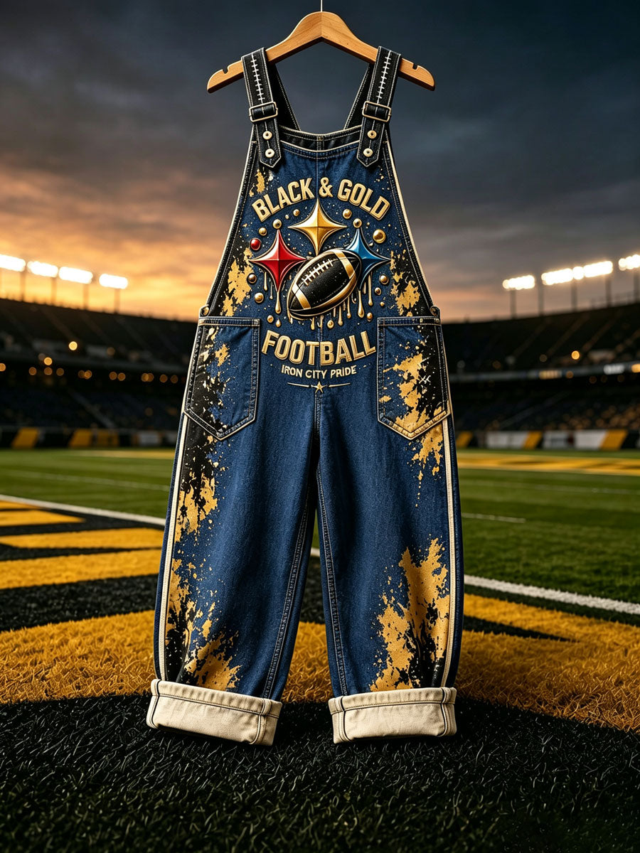 Women's Football Fans Print Patchwork Jumpsuit