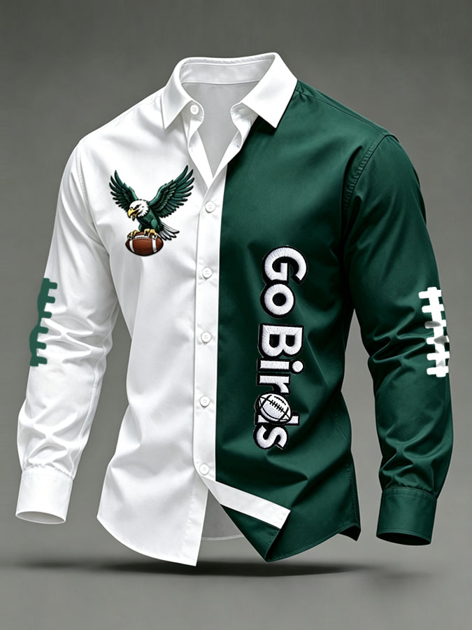 Men'S Football Fan Casual Cotton Long Sleeve Shirt