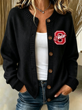 Women'S Casual Football Plant Knitted Cardigan Top