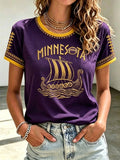 Women's Football Fan Printed Round Neck T-Shirt