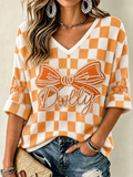 Women's Football Commemorative Print Waffle Top
