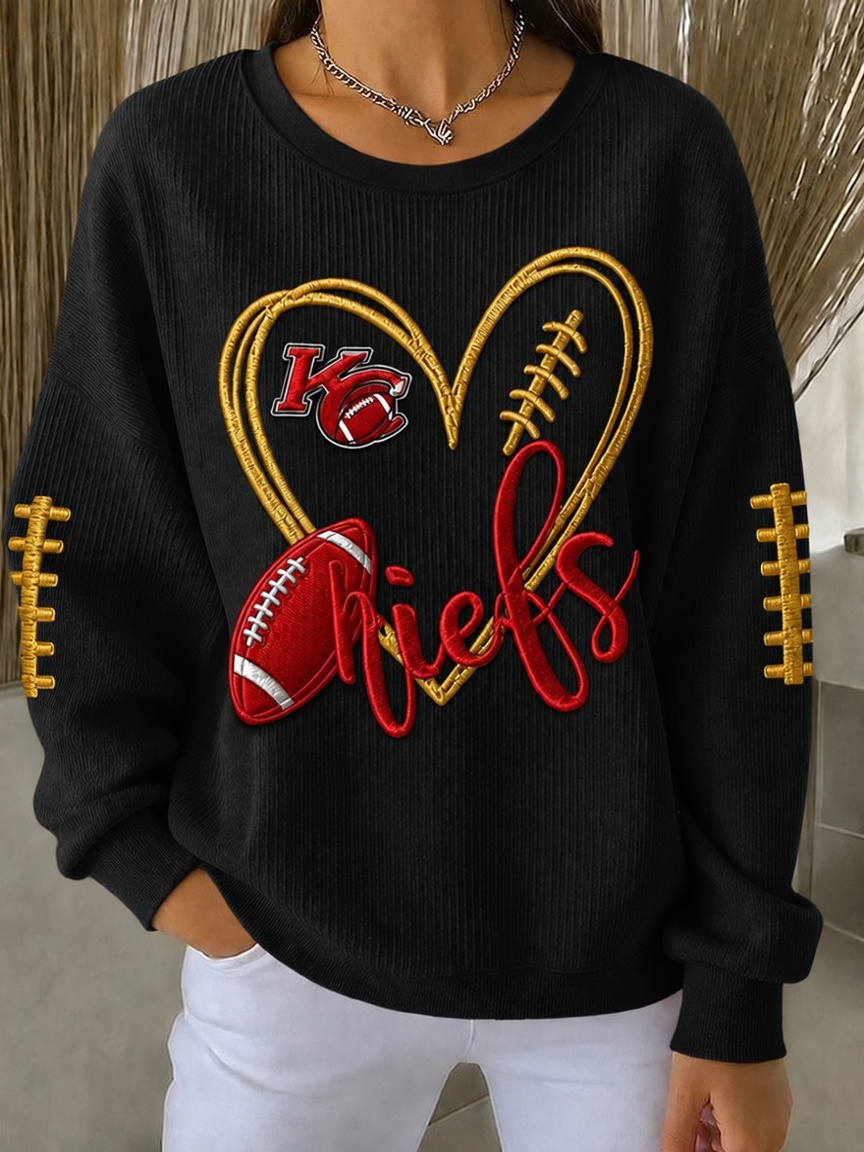 Women'S Football Print Casual Sweatshirt
