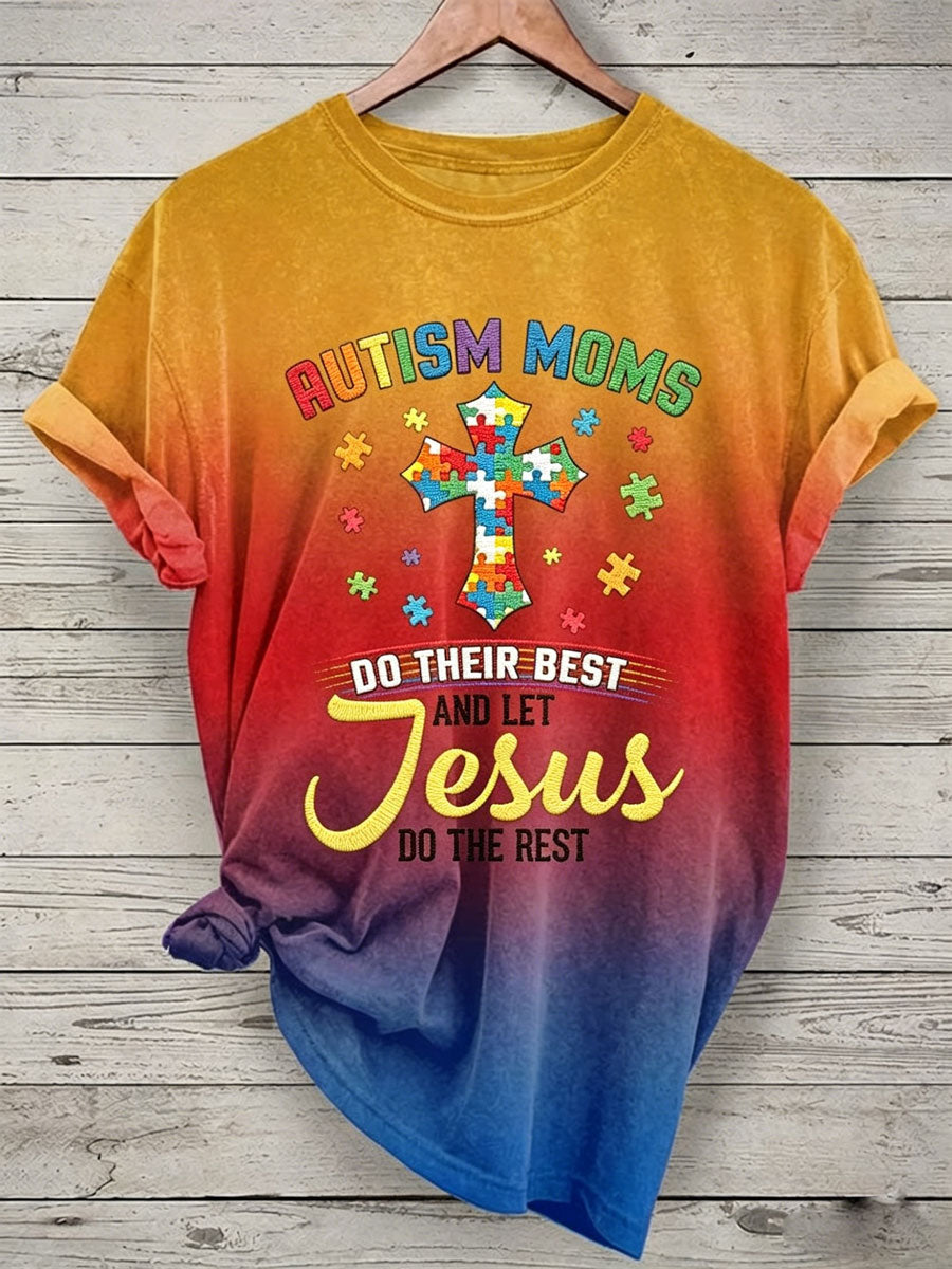 Women'S Casual Autism Awareness  Print T-Shirt