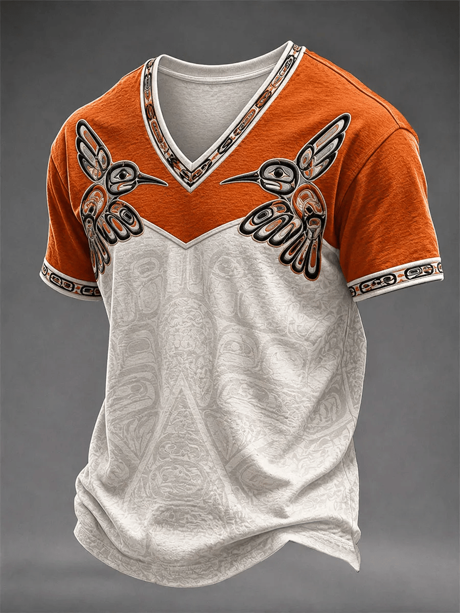 Men's Indigenous Art Print Casual T-Shirt