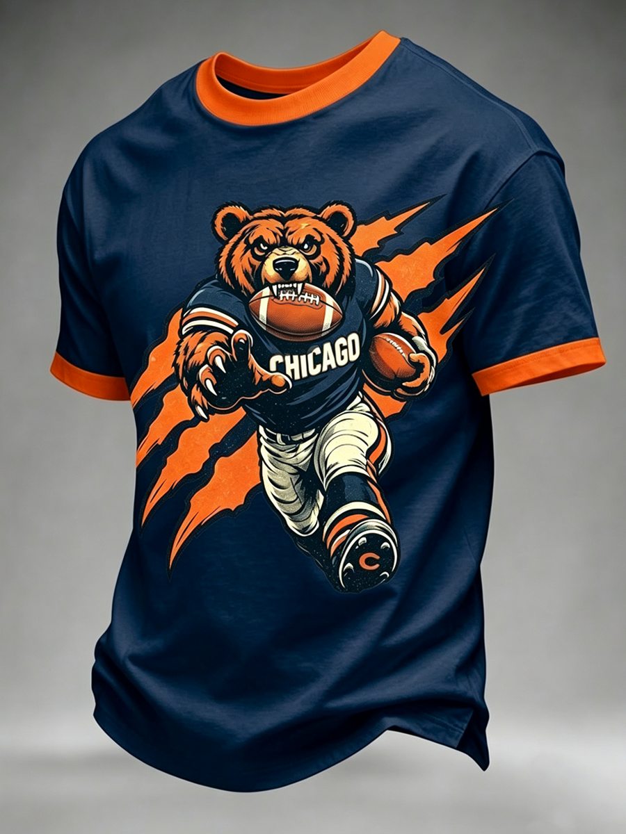 Men'S Football Fan Print Casual T-Shirt
