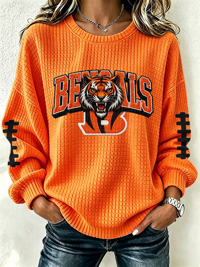 Women'S Football Print Round Neck Sweatshirt