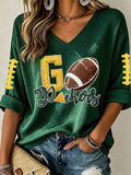 Women'S Football Print Waffle Top