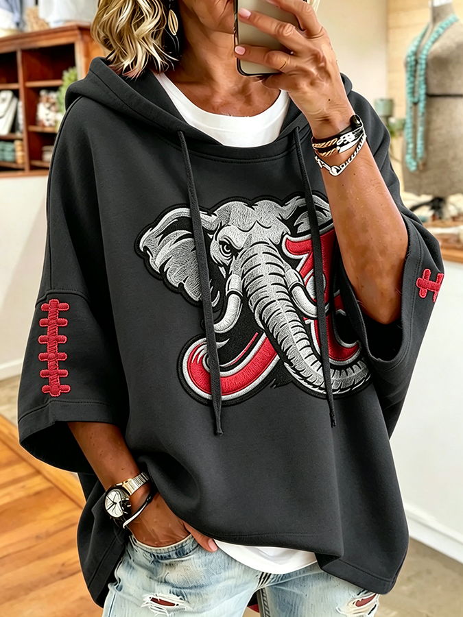 Women'S Retro Rugby Printed Hoodie