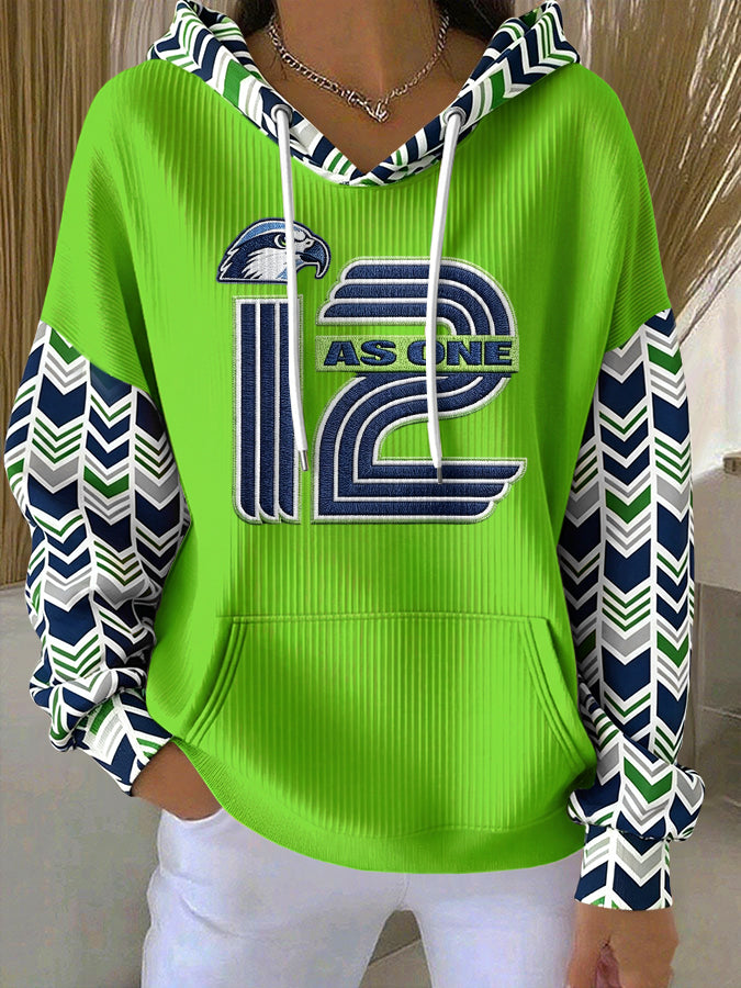 Women's Football Print Hooded Sweatshirt