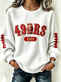 Women'S Football Print Long Sleeved Round Neck Sweatshirt