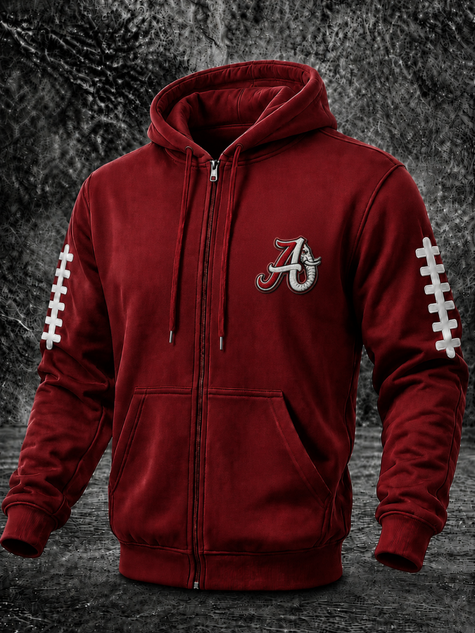 Men'S Sports Football Printed Zipper Hoodie