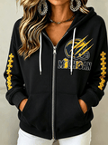 Women's Football Sports Outdoor Printed Zipper Hoodie