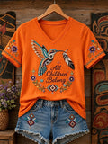 Women's  Retro Orange Shirt Day Print T-shirt
